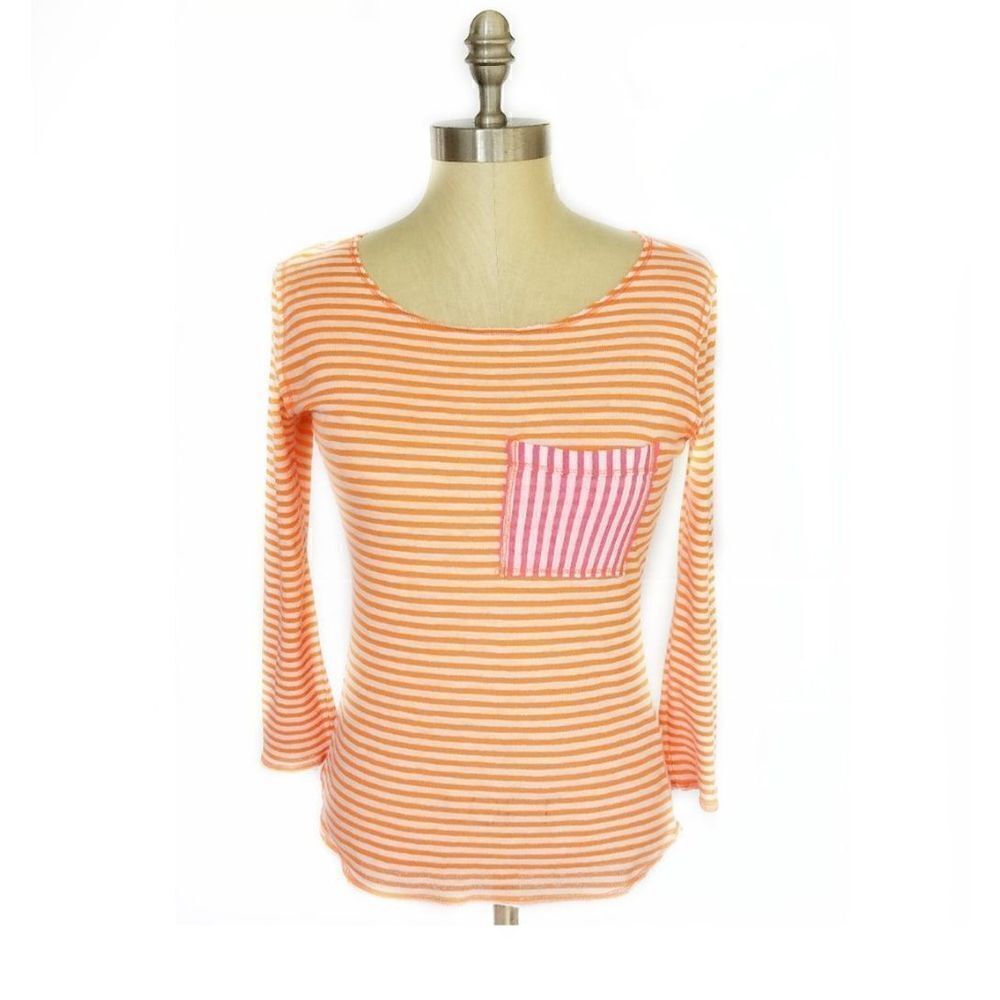 CLAESON STRIPED THREE QUARTER SLEEVE TEE SIZE XS